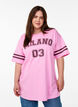 T-shirt collège oversize et sportif, Rose, Model image number 0