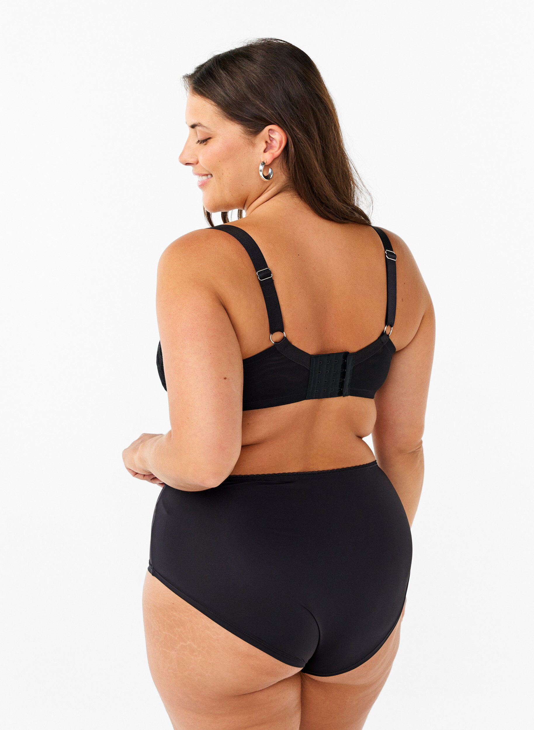 ZizziMicrovezel slipjes met kanten details, Black, Model image number 1