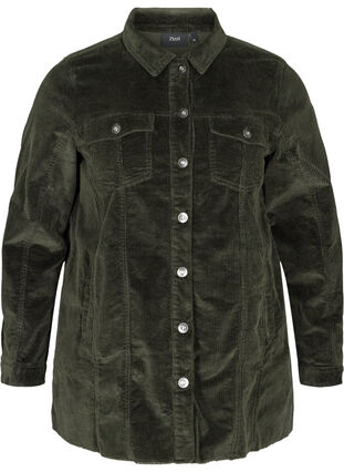 Fluwelen blouse jas met zakken, Green, Packshot image number 0