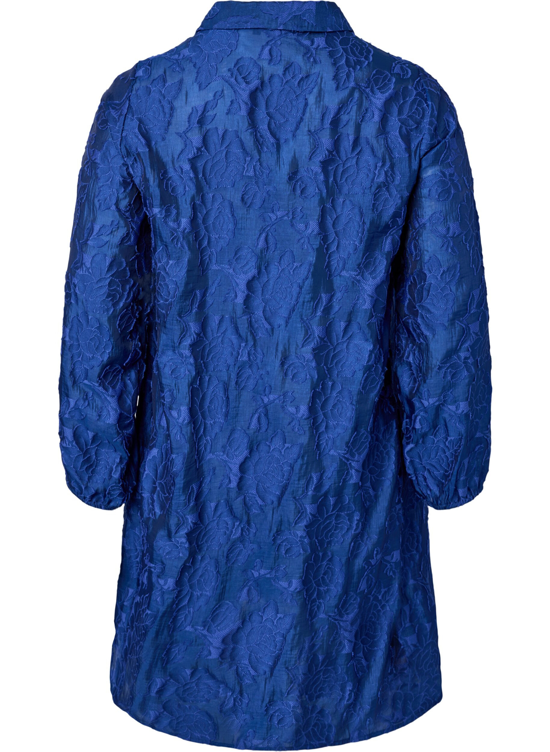 ZizziLange jacquard shirt, Mazarine Blue, Packshot image number 1