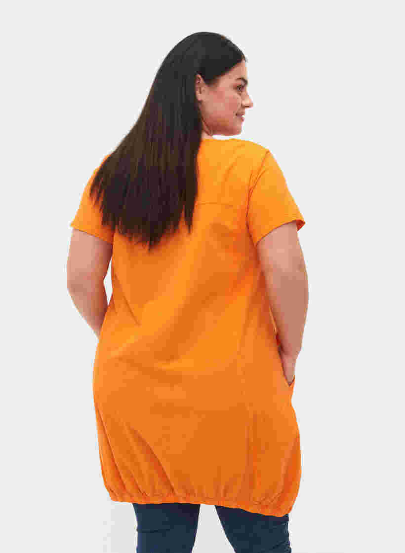 Katoenen jurk met korte mouwen, Orange Tiger, Model image number 1