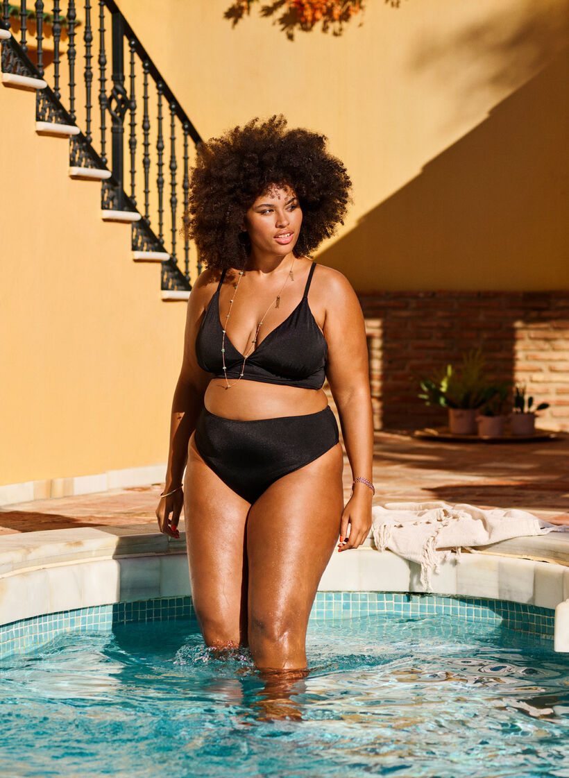 Bikinitop met uitneembare pads en rugsluiting, Zwart, Image