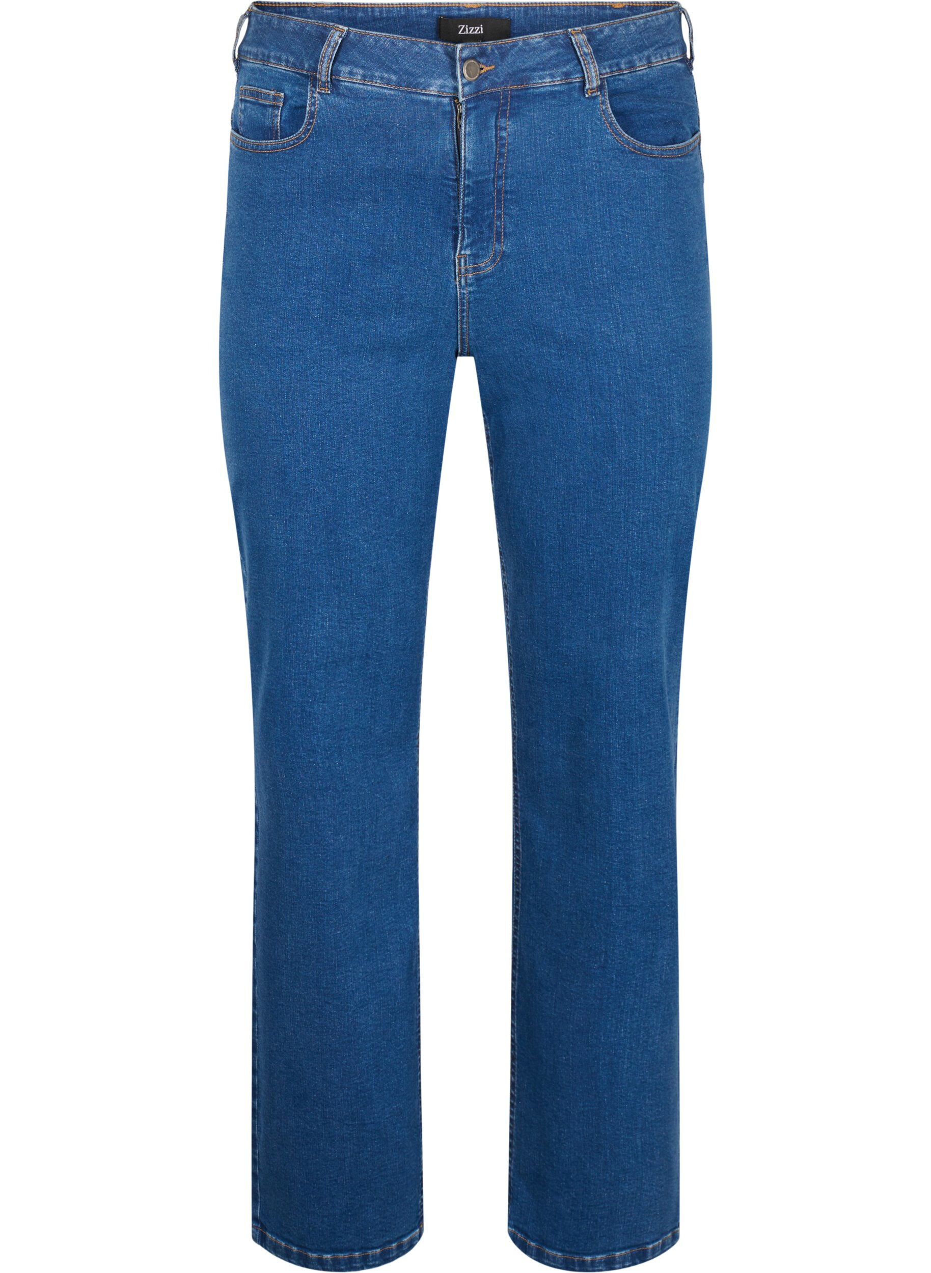 Zizzi Gemma-jeans met hoge taille en rechte pasvorm, Blauw, Packshot image number 0