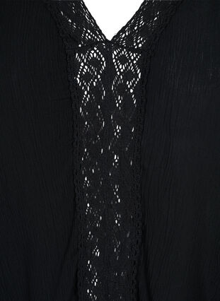 Robe de plage en viscose avec détails en dentelle, Black, Packshot image number 2