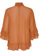 Blouse met striklint en ruches, Bruin, Packshot image number 1