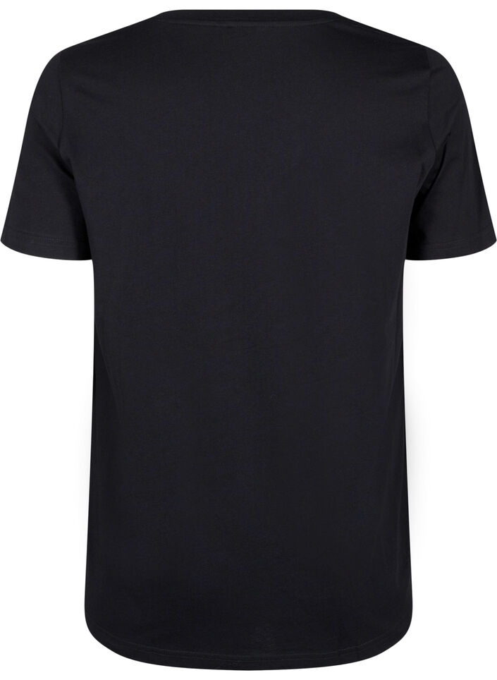 Katoenen T-shirt met opdruk, Black w. Silverlion, Packshot image number 1