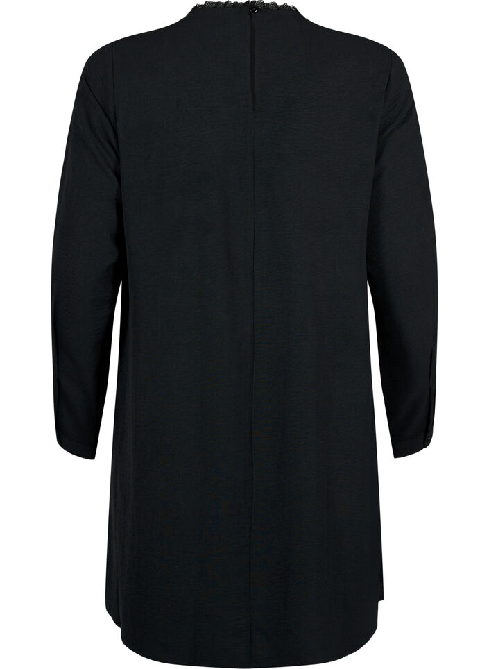 Jurk met kanten details, Black, Packshot image number 1