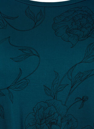 Bedrukt nachthemd van viscose, Deep Teal Flower, Packshot image number 2