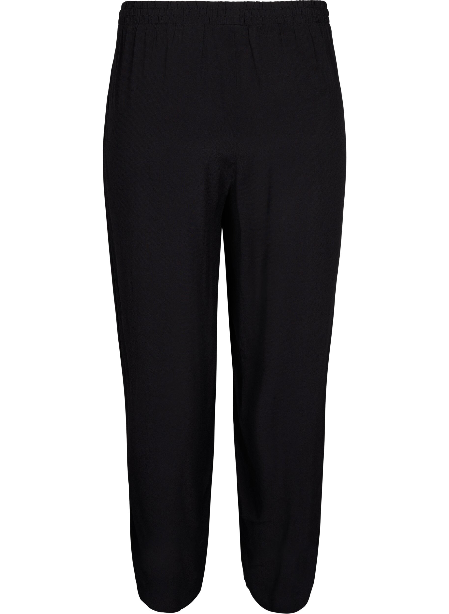 Zizzi Pantalon ample en viscose avec poches, Noir, Packshot image number 1