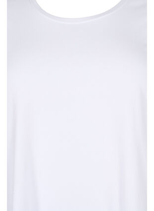 Basic katoenen t-shirt met 3/4 mouwen, Bright White, Packshot image number 2
