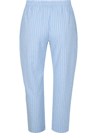 Losse katoenen pyjama broek met strepen, Chambray Blue Stripe, Packshot image number 1