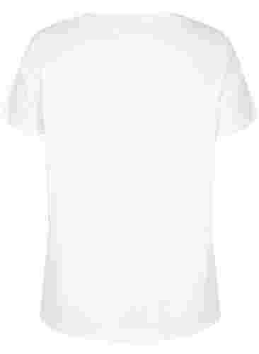 T-shirt en coton bio avec détail dentelle, Warm Off-white, Packshot image number 1