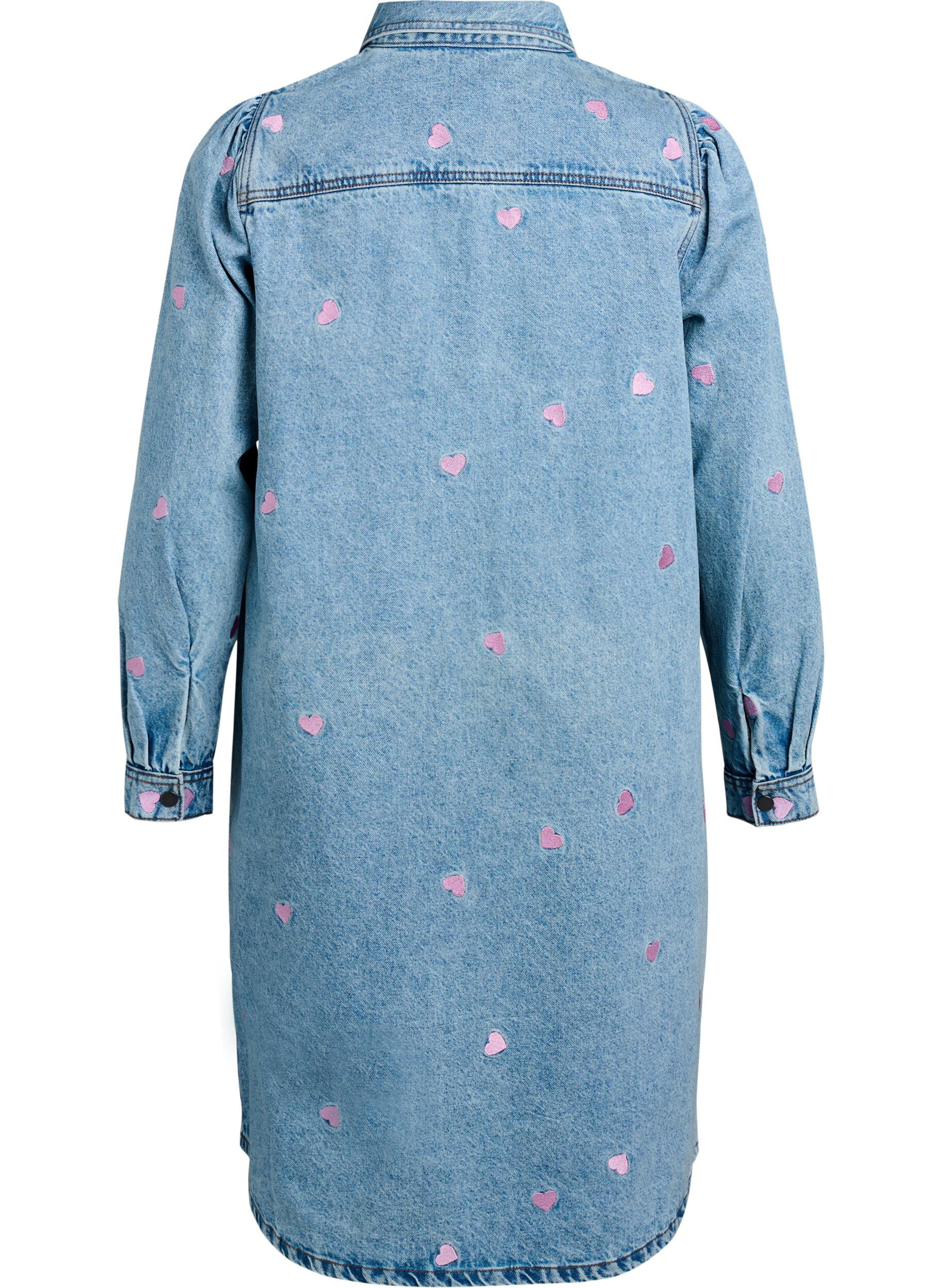 Zizzi Robe Denim avec c&oelig;urs et poches de poitrine, Bleu Clair, Packshot image number 1