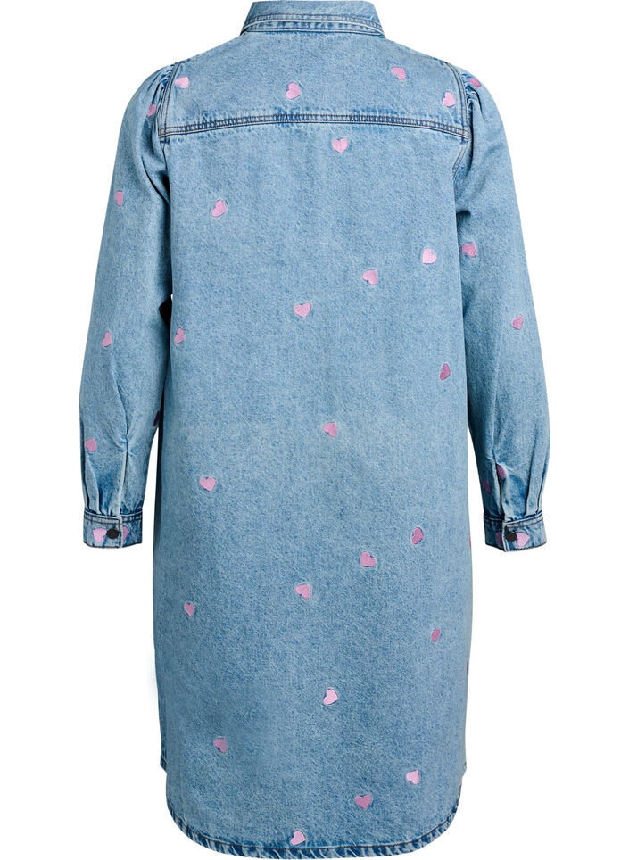 Robe Denim avec cœurs et poches de poitrine, Bleu Clair, Packshot image number 1