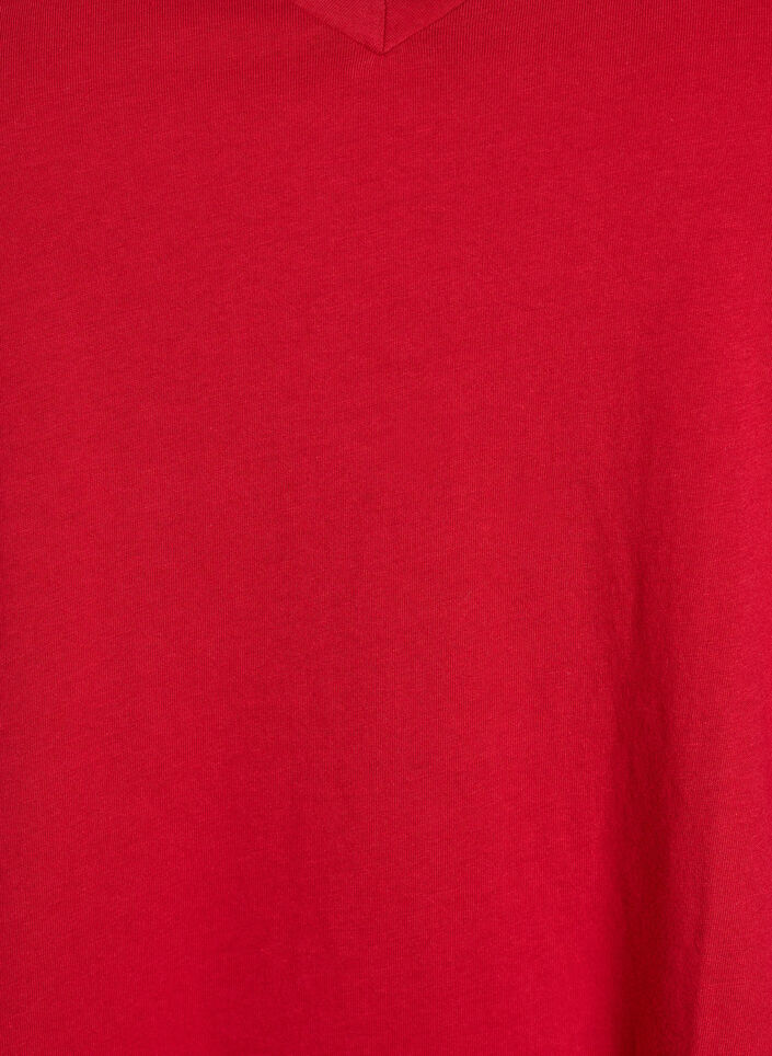 T-shirt en coton avec manches courtes en dentelle, Rouge, Packshot image number 2