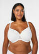 Soutien-gorge rembourr&eacute; en dentelle avec d&eacute;tails en maille, Blanc, Model image number 0