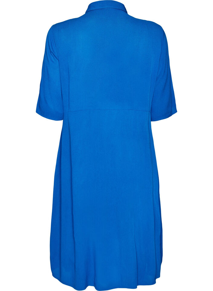 Robe chemise mi-longue &agrave; manches courtes, Bleu, Packshot image number 1