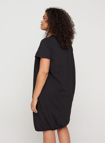 Robe à manches courtes en coton, Black, Model image number 1