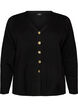 Fijngebreid cardigan met decoratieve knopen, Zwart, Packshot image number 0
