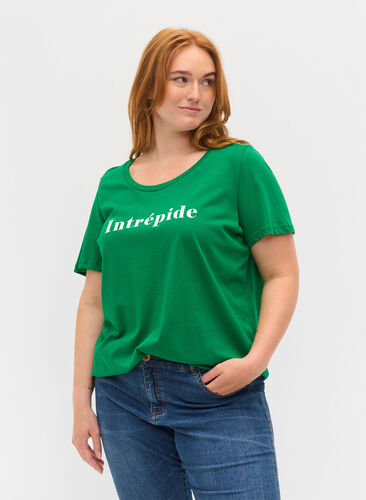T-shirt en coton à manches courtes avec imprimé, Jolly Green, Model image number 0