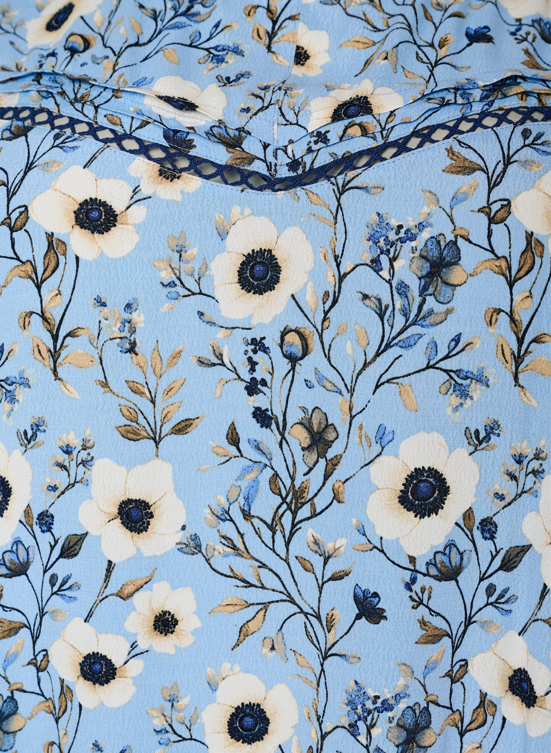 ZizziBloemenblouse met korte mouwen, Blauw, Packshot image number 2