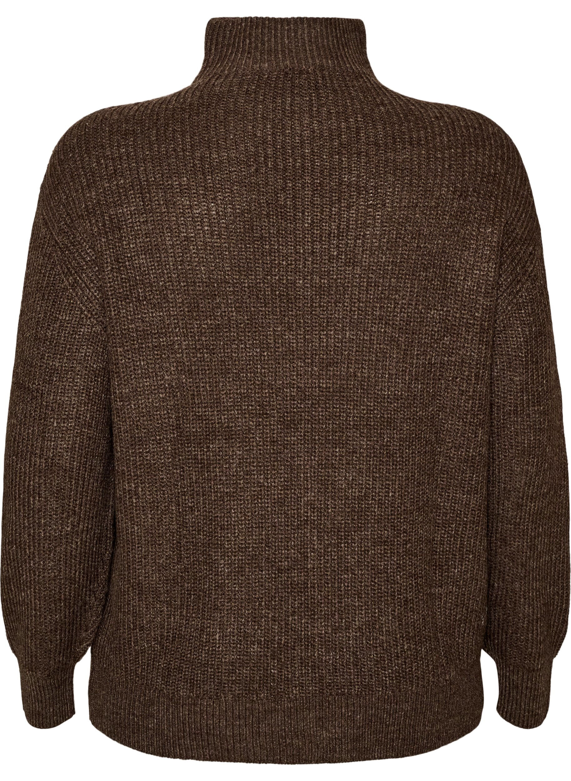 ZizziPull en tricot avec col haut et fermeture &eacute;clair, Marron, Packshot image number 1