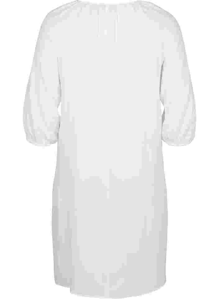Viscose jurk met v-hals , Bright White, Packshot image number 1