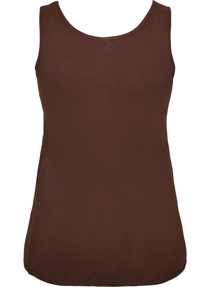 Effen basic top in katoen, Bruin, Packshot image number 1