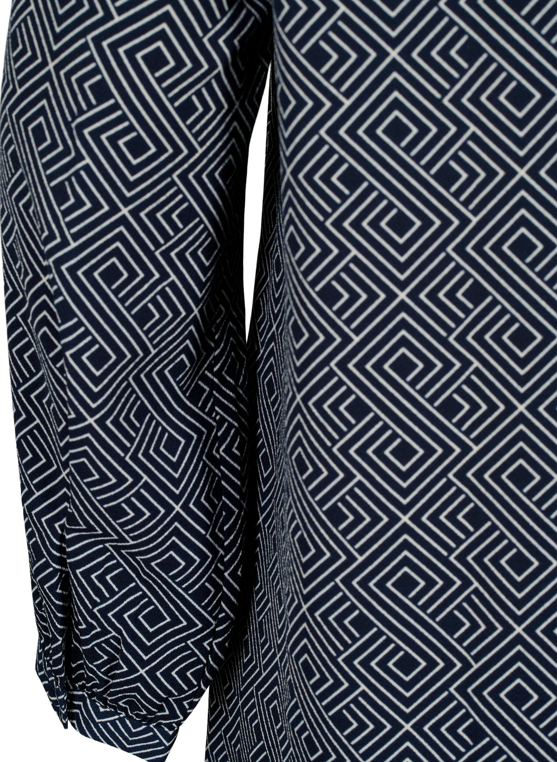 Zizzi Robe &agrave; col en V avec imprim&eacute;, Navy Graphic AOP, Packshot image number 3