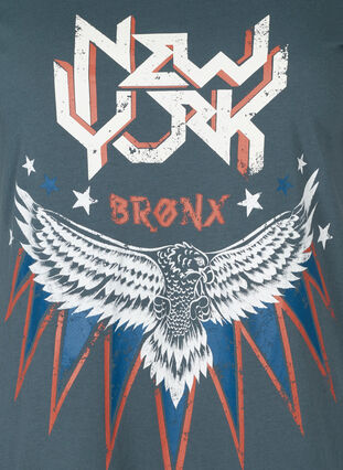 T-shirt coton et imprimé, Dark Grey w. Eagle , Packshot image number 2