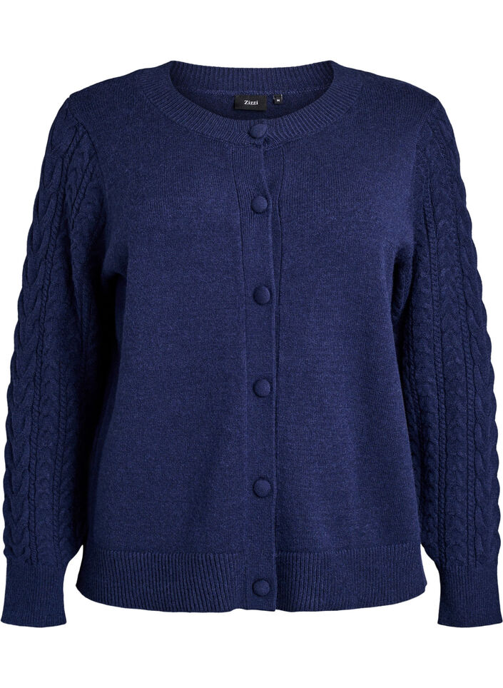 Cardigan avec manches torsadées, Bleu, Packshot image number 0