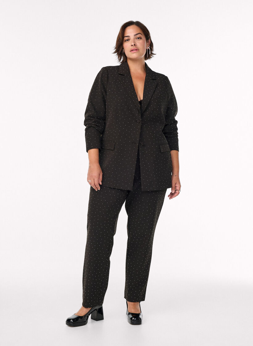 Blazer met strass-steentjes, Zwart, Model image number 1