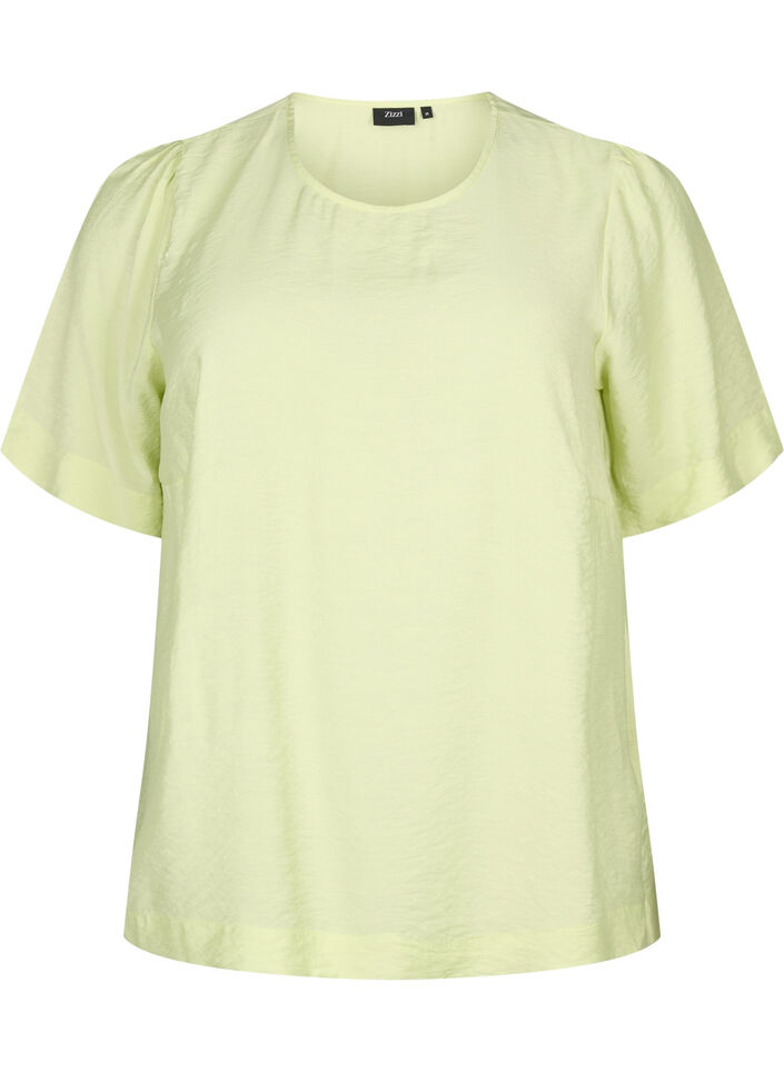 Blouse met halflange mouwen in viscose, Lily Green, Packshot image number 0