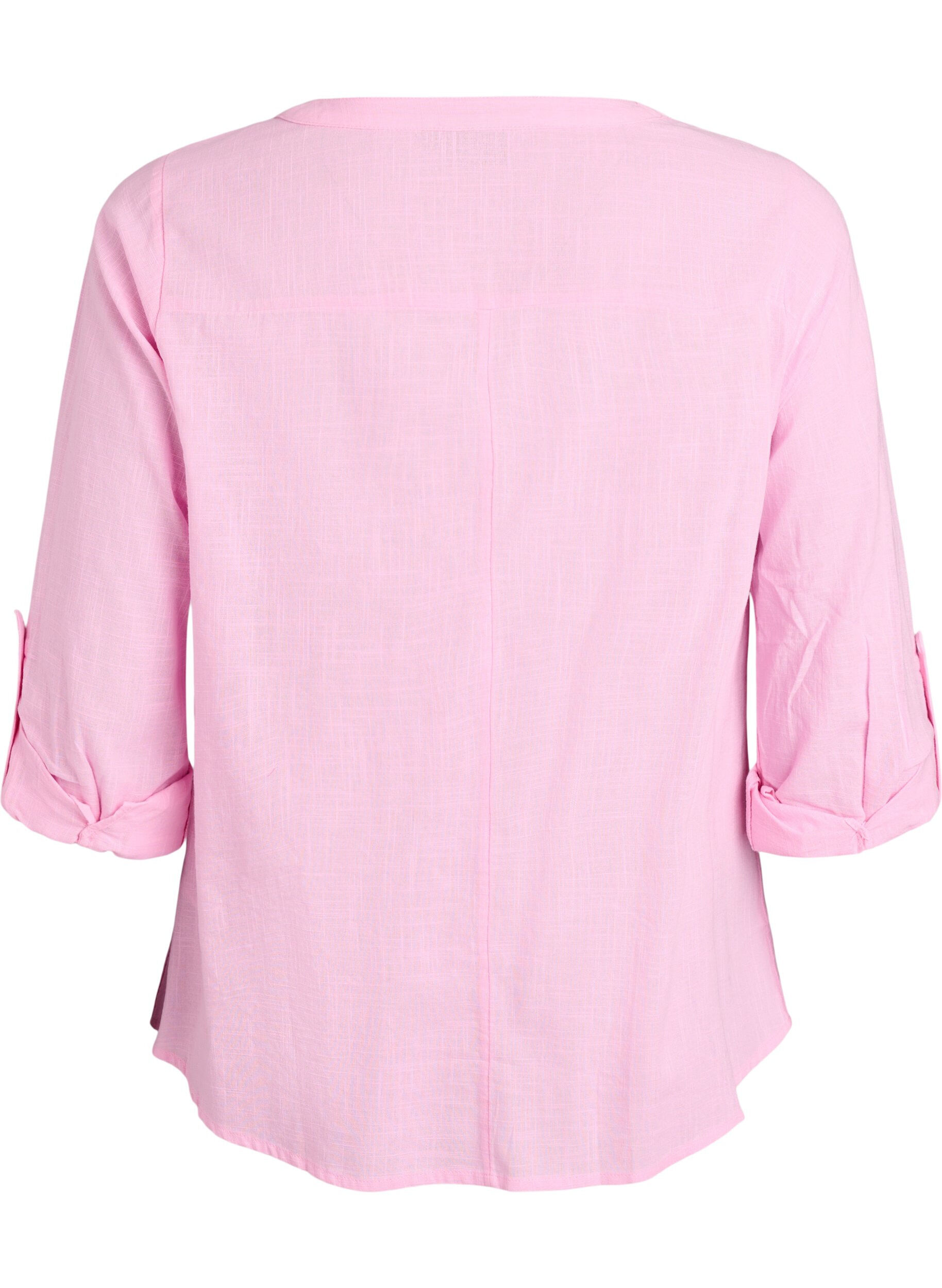 ZizziKatoenen blouse met V-hals, Roze, Packshot image number 1
