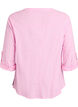 Katoenen blouse met V-hals, Roze, Packshot image number 1