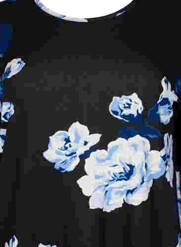 Bloemen blouse met lange mouwen, Black Flower, Packshot image number 2