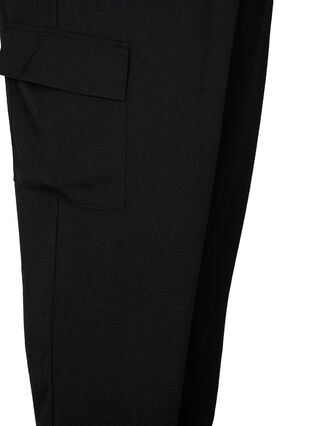 Pantalon cargo de couleur unie avec de grandes poches, Black, Packshot image number 3