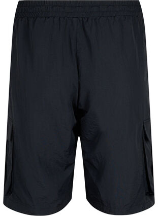  Korte broek met hoge taille en cargozakken, Black, Packshot image number 1