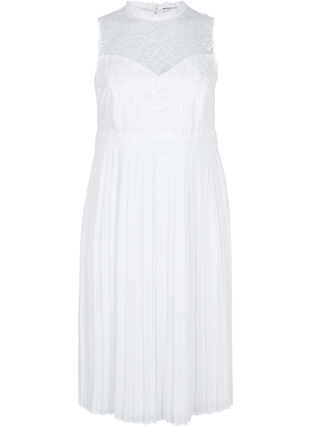Robe de mariée sans manches avec dentelle et plissée, Star White, Packshot image number 0