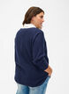 Pull en coton biologique avec motif textur&eacute;, Navy Blazer, Model image number 1