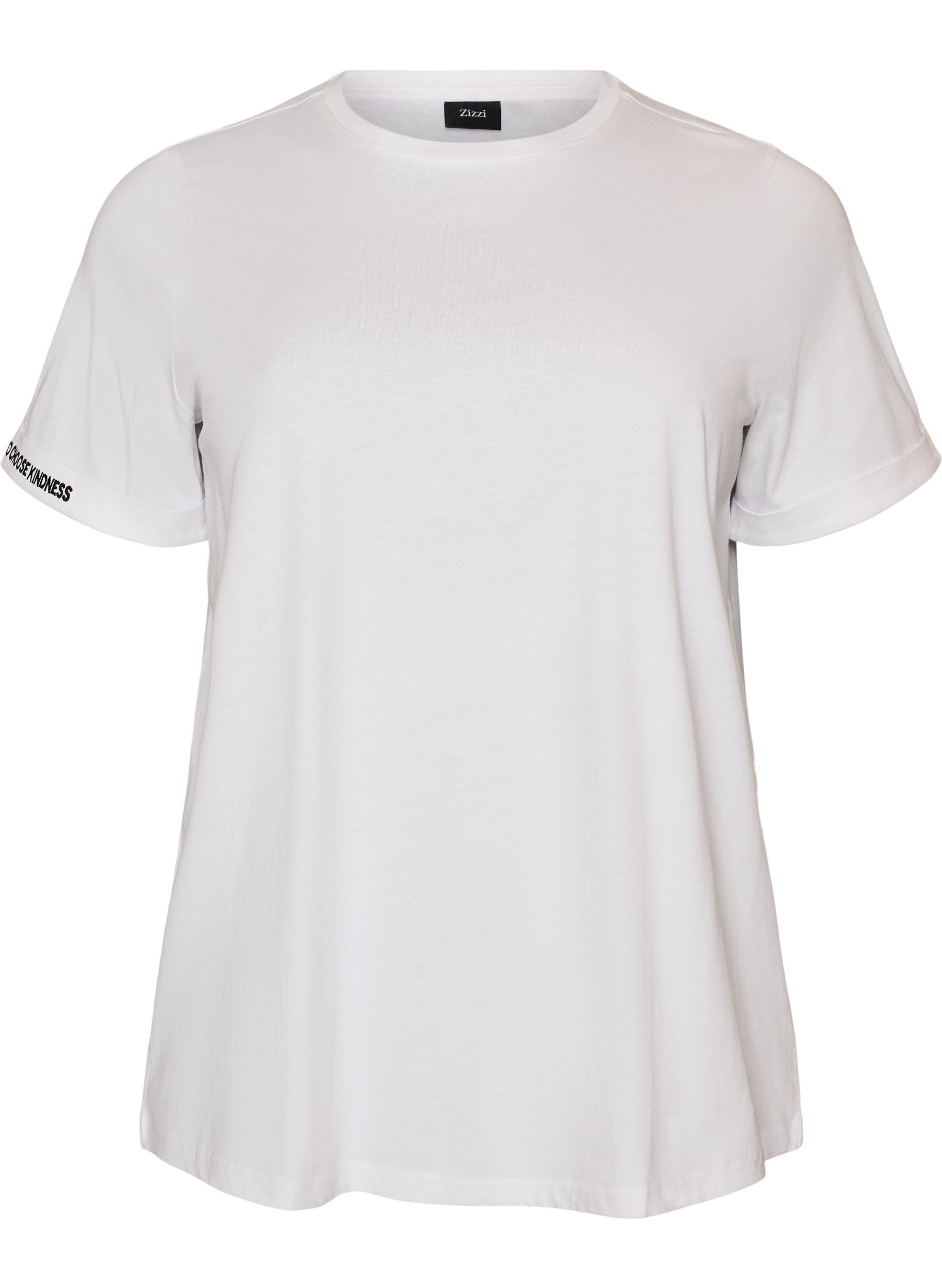 ZizziT-shirt en coton avec texte brod&eacute;, Blanc, Packshot image number 0