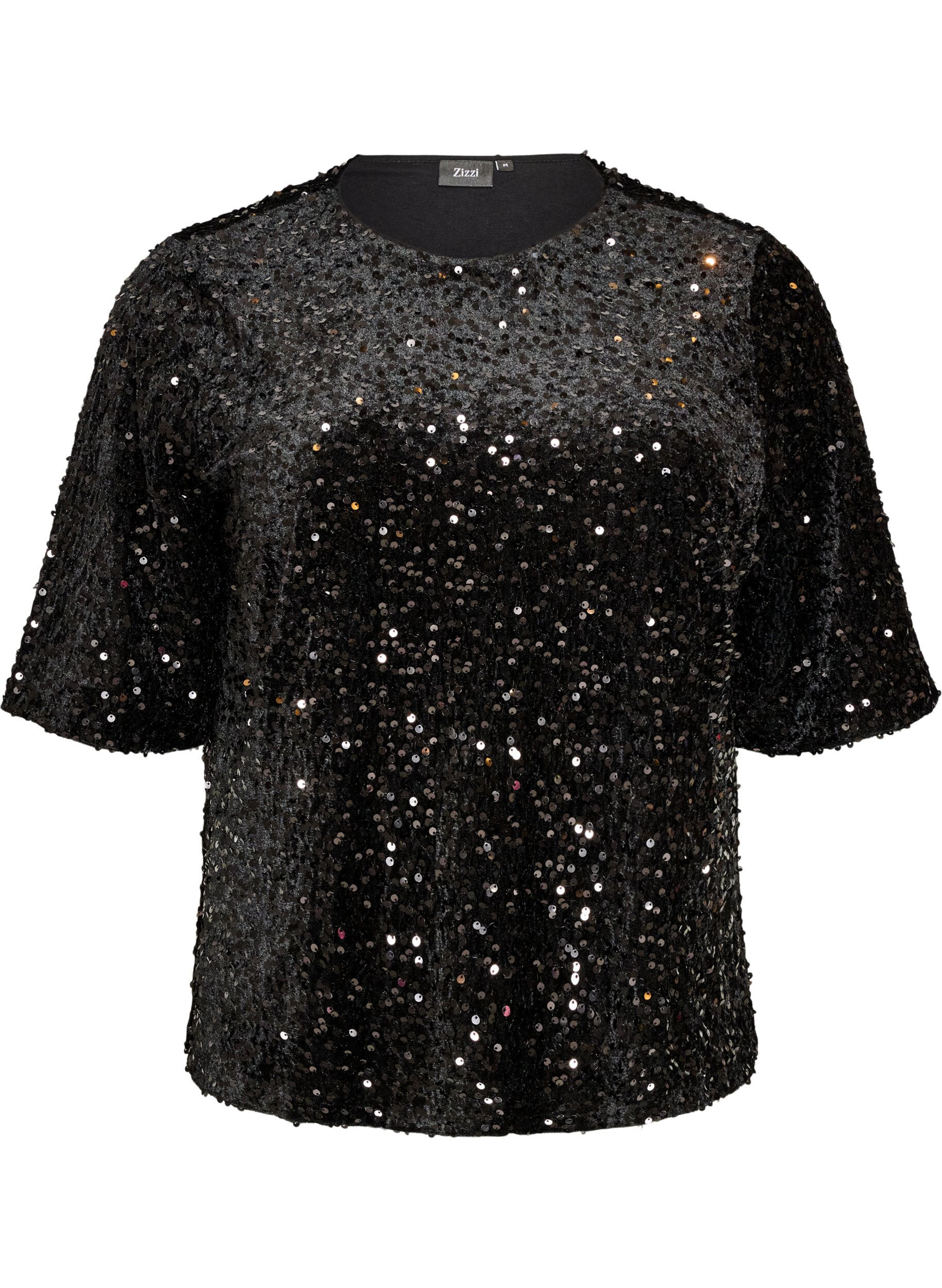 Blouse en sequins avec manches au coude