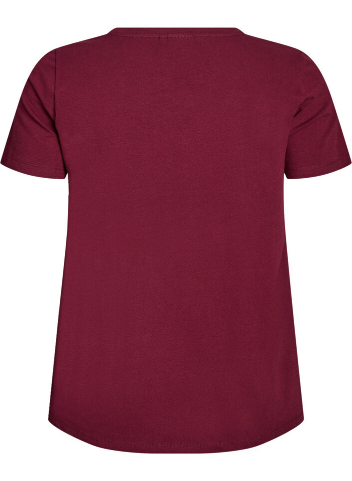 Basic effen katoenen t-shirt, Donker Bordeaux, Packshot image number 1