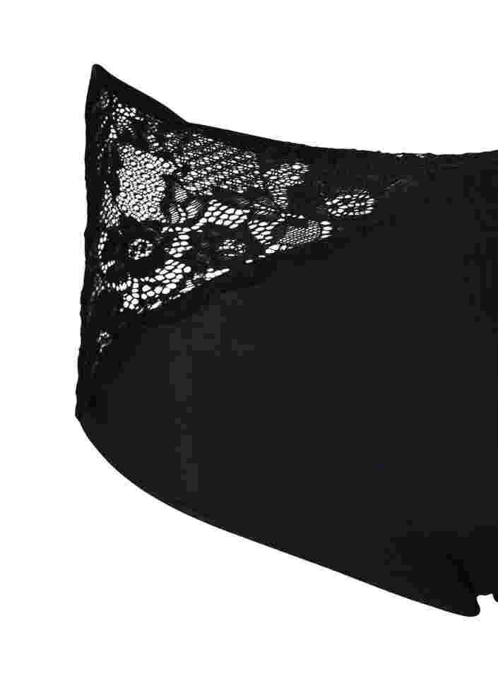 Culotte taille haute avec dentelle, Black, Packshot image number 2
