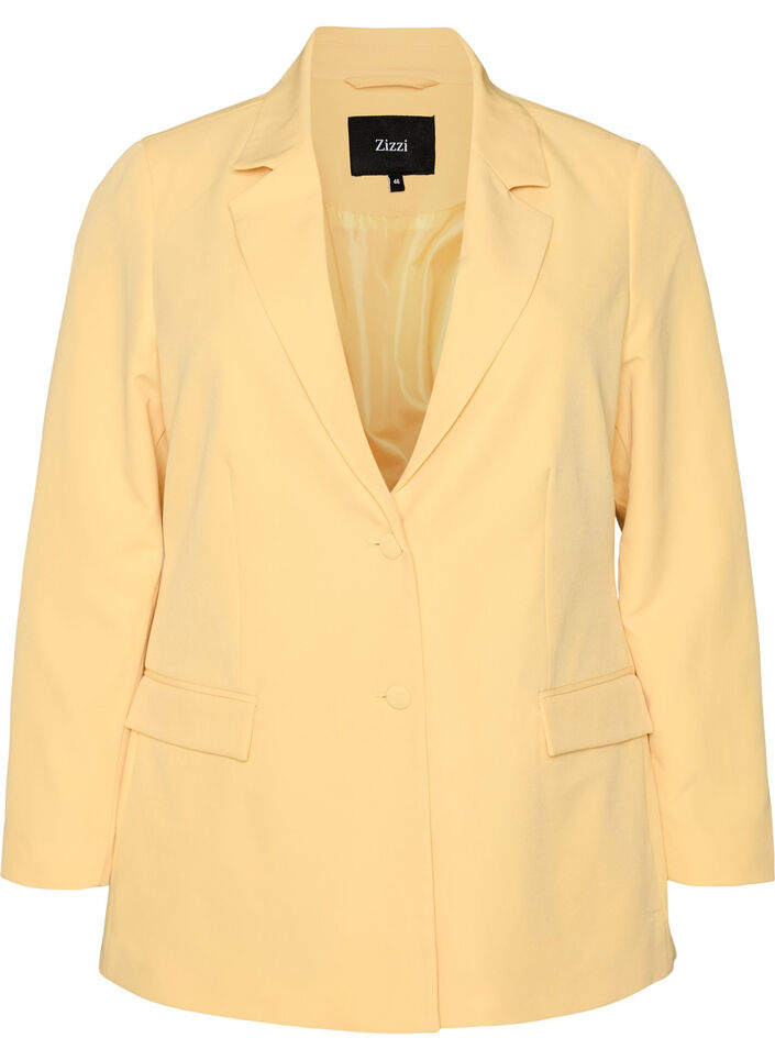 Blazer classique avec fermeture boutonn&eacute;e, Jaune clair, Packshot image number 0