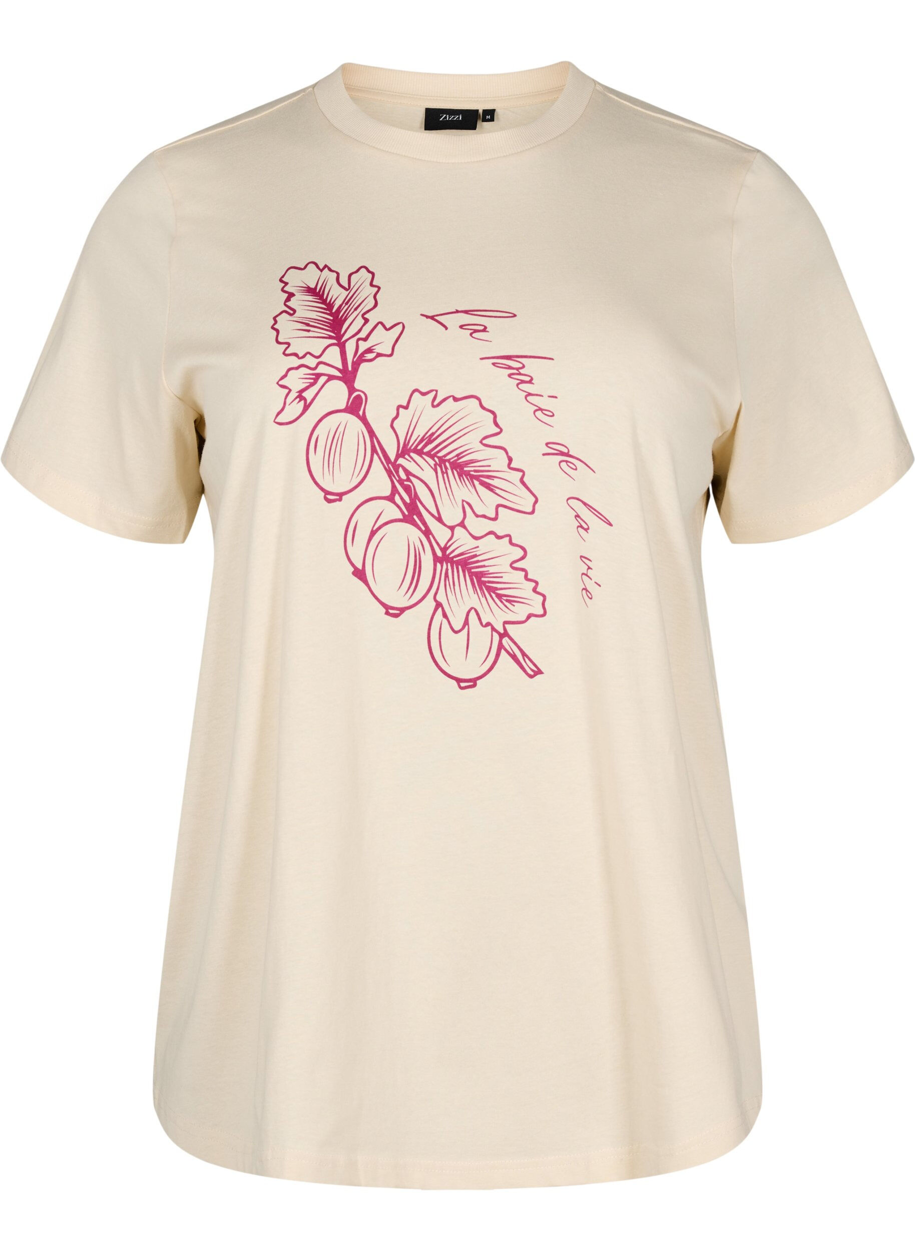 ZizziKatoenen T-shirt met print, Beige, Packshot image number 0