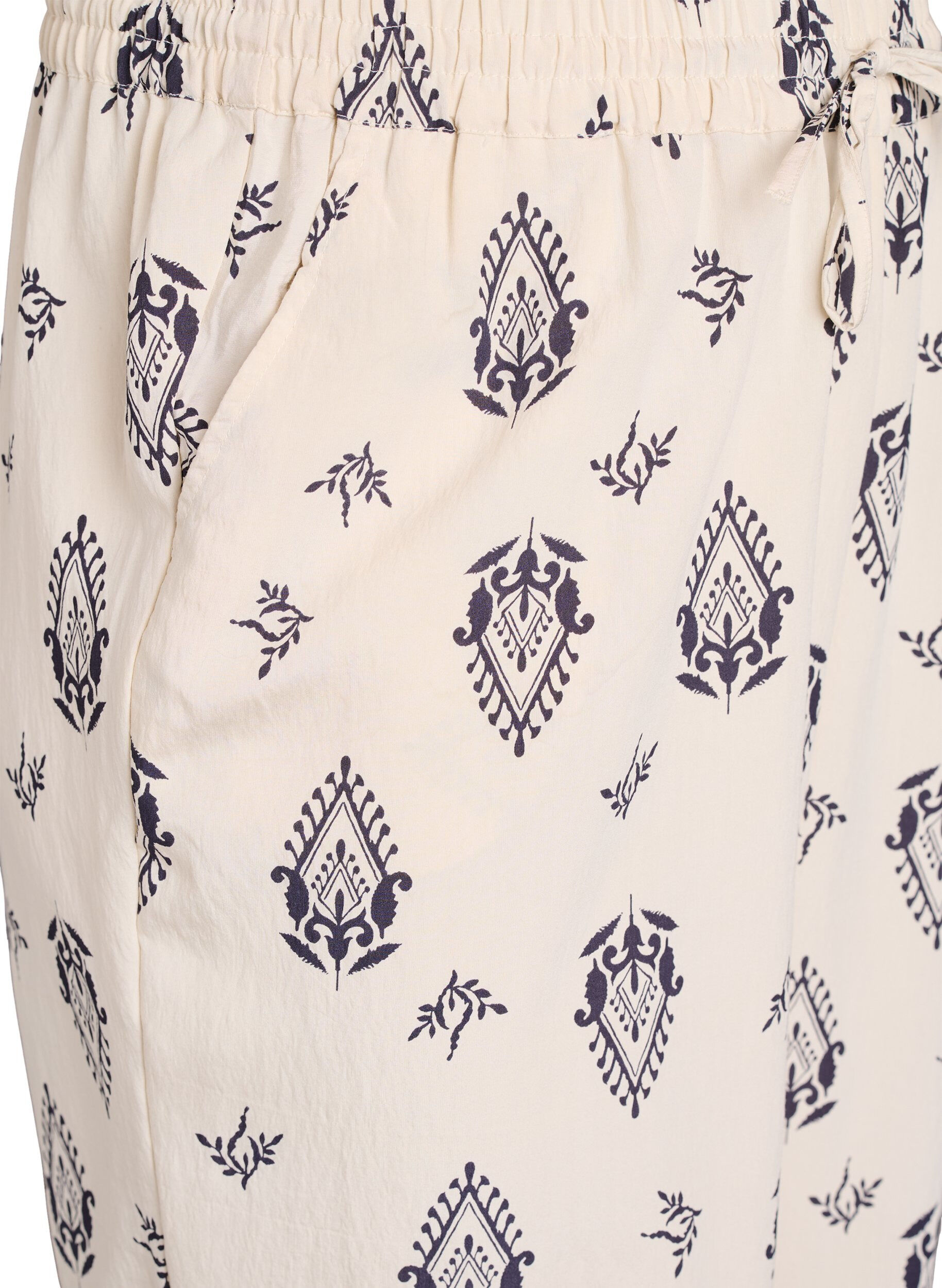 ZizziLosse broek met print en hoge taille, Beige, Packshot image number 2
