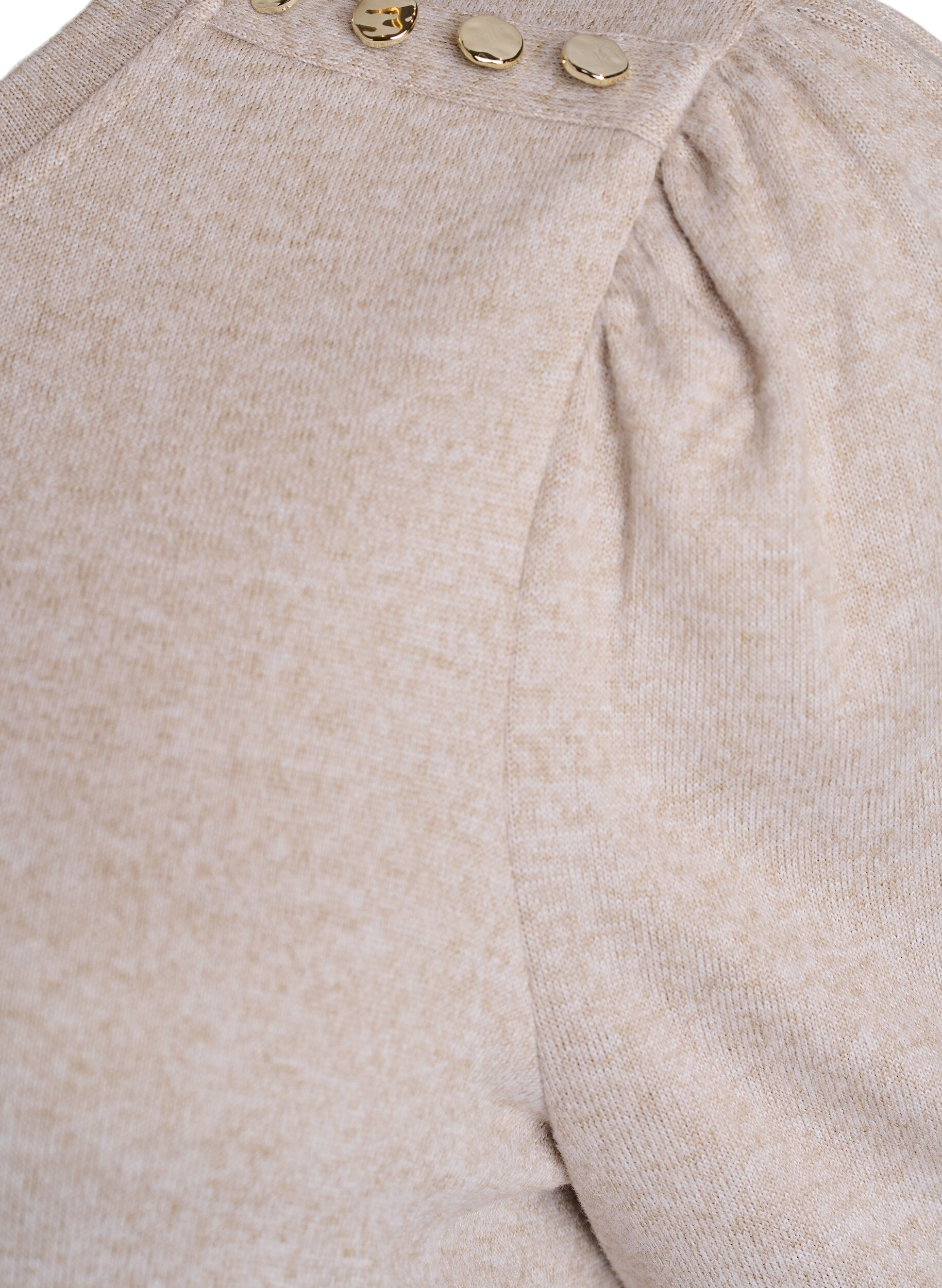 ZizziChemisier avec d&eacute;tails boutons et manches courtes bouffantes, Beige, Packshot image number 3