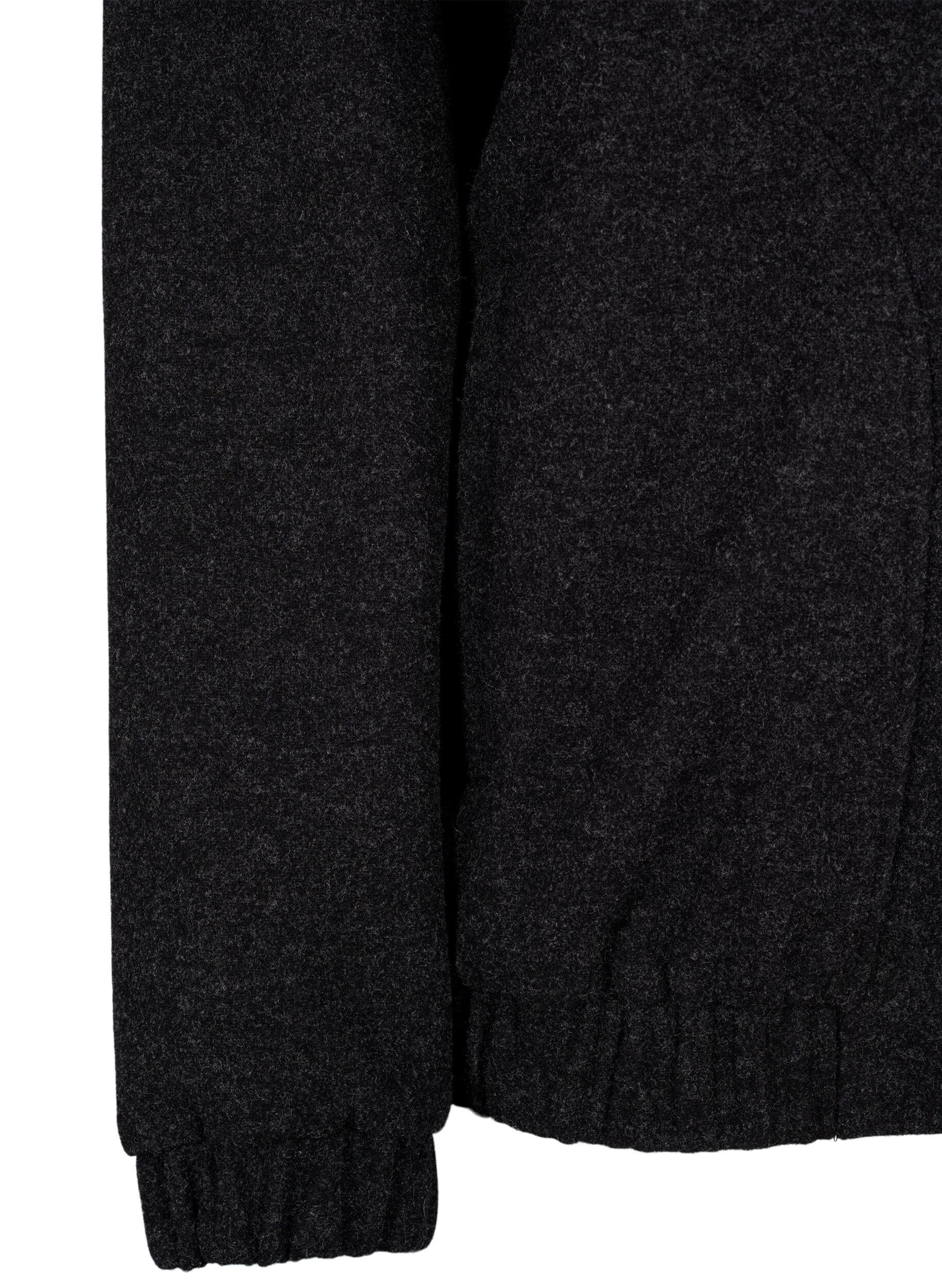 ZizziWol-look bomberjack met zakken, Dark Grey Melange, Packshot image number 3