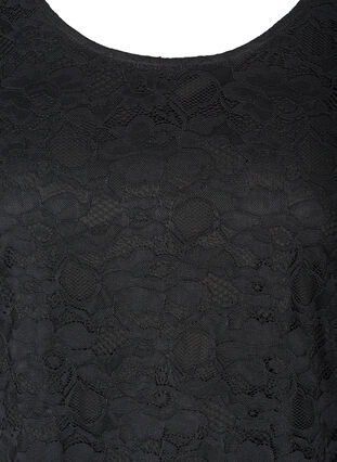 Robe manches courtes à dentelle, Black, Packshot image number 2